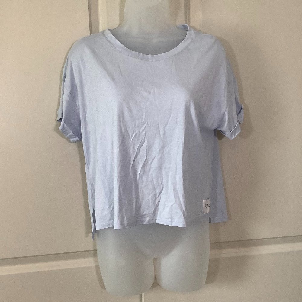 Calvin Klein Performance Women's Size Medium Cropped Top Blue Cotton Blend